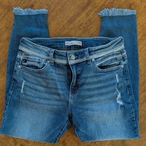 KanCan Women's Blue Distressed Ankle Jeans